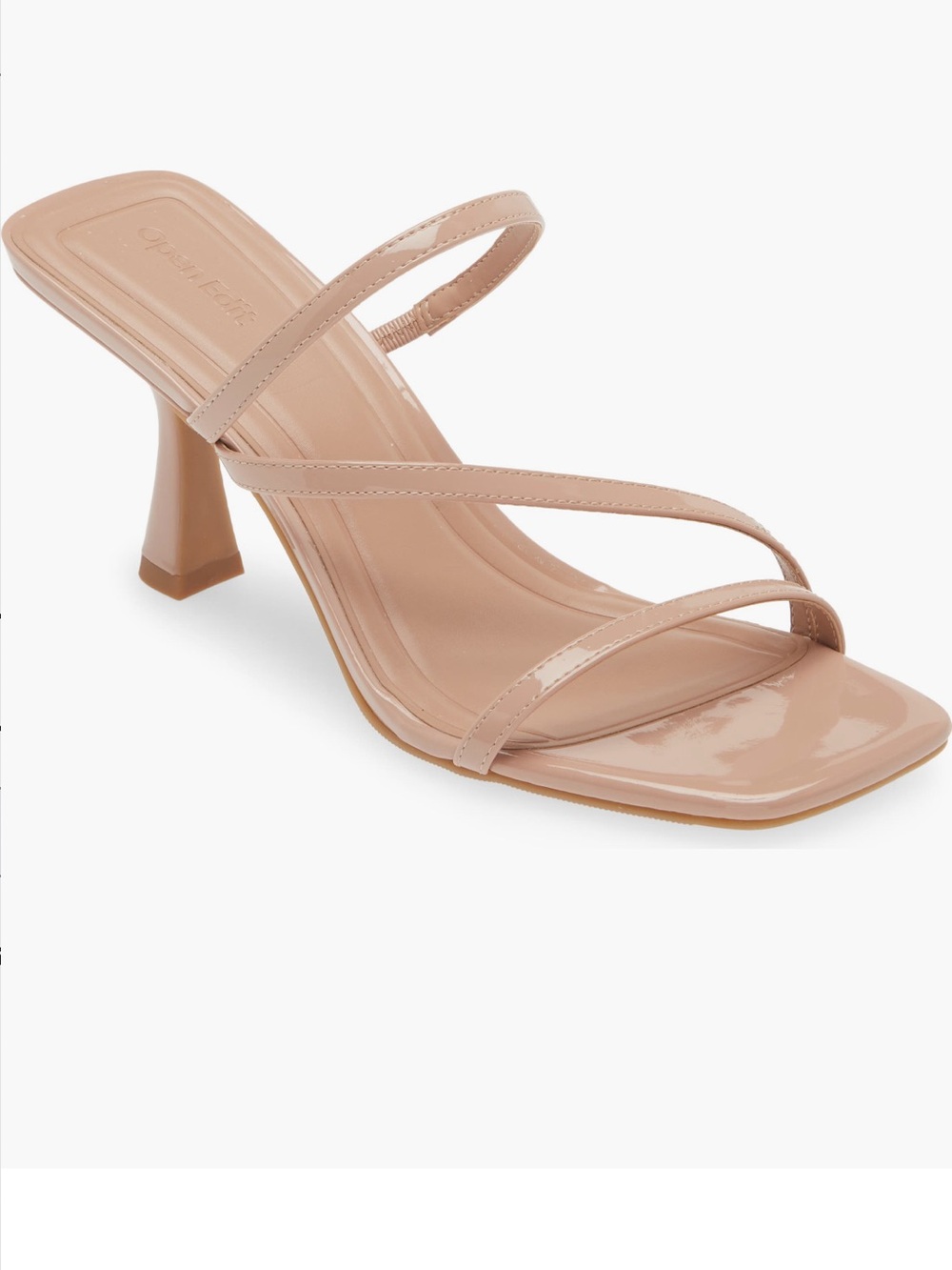 Blush Square-Toe Strappy Sandal with Slim Ankle Loop
